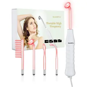 High Frequency Facial Wand Machine Skin Care Tool with 4 Tubes for Wrinkles Reducing Skin Tightening