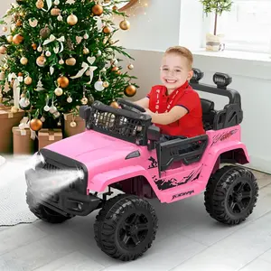 12V Electric Ride-On Car – Remote Control, Suspension, LED Lights, 2 Speeds – Battery Powered Toy Vehicle for Ages 3-8