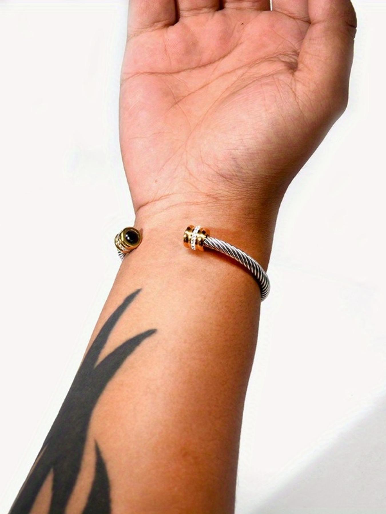 Rhinestone Decorated Stainless Steel Cuff Bracelet, Rhinestone Decor Bangles, 1 Count Fashionable Jewelry for Party, Everyday Wear Accessories, Trendy Versatile & Exquisite Jewelry for Birthday Gift