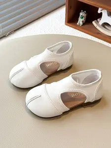 Unisex Split-Toe PU Leather Shoes, Anti-Slip Soft Sole, Korean Style Pig Paw Sandals, Casual Summer Fall Footwear