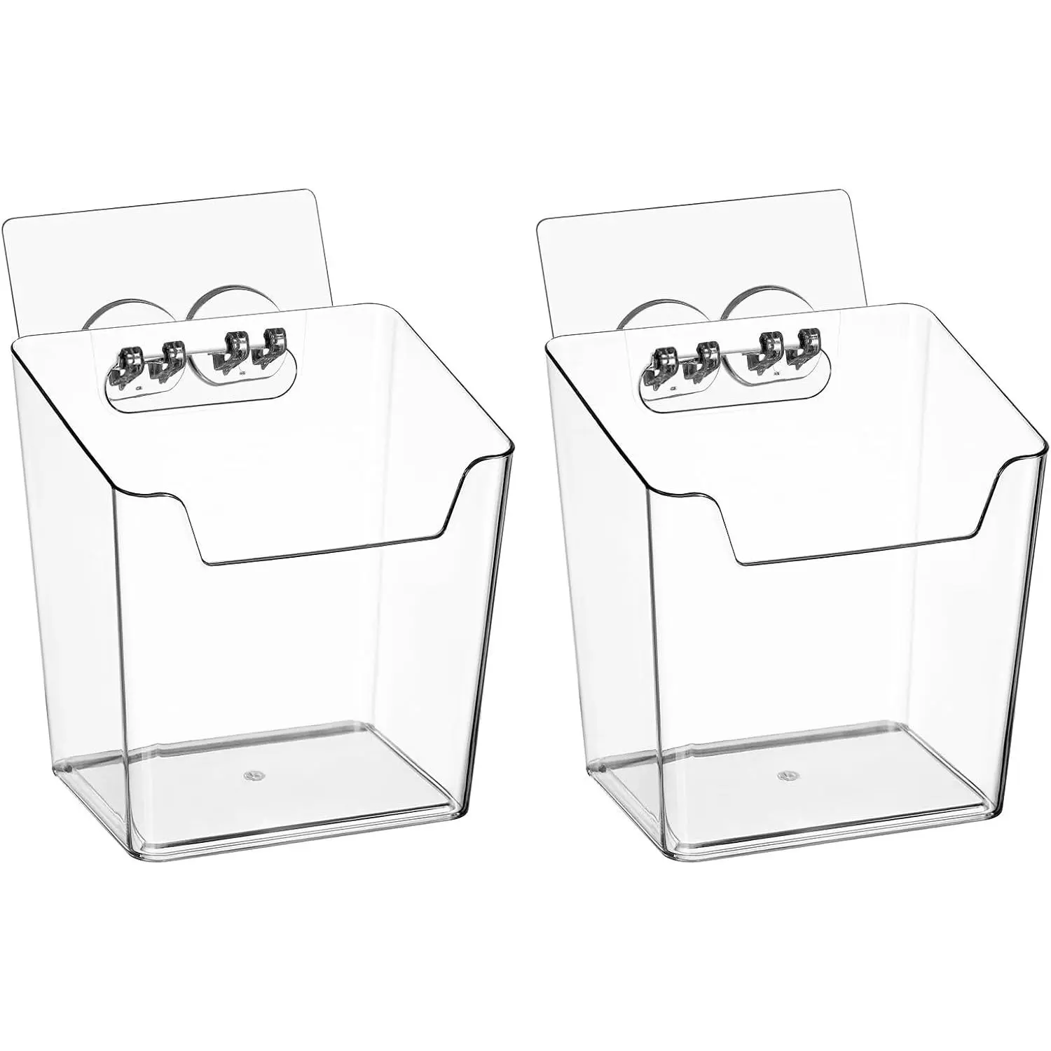 2-Pack Kitchen Cabinet Door Organizer Adhesive,  Storage Bins, Stick  Wall Storage Container, Bathroom Floating Bins Wall Mounted Organizer Under Sink  for Pantry Storage, Office, Dorm