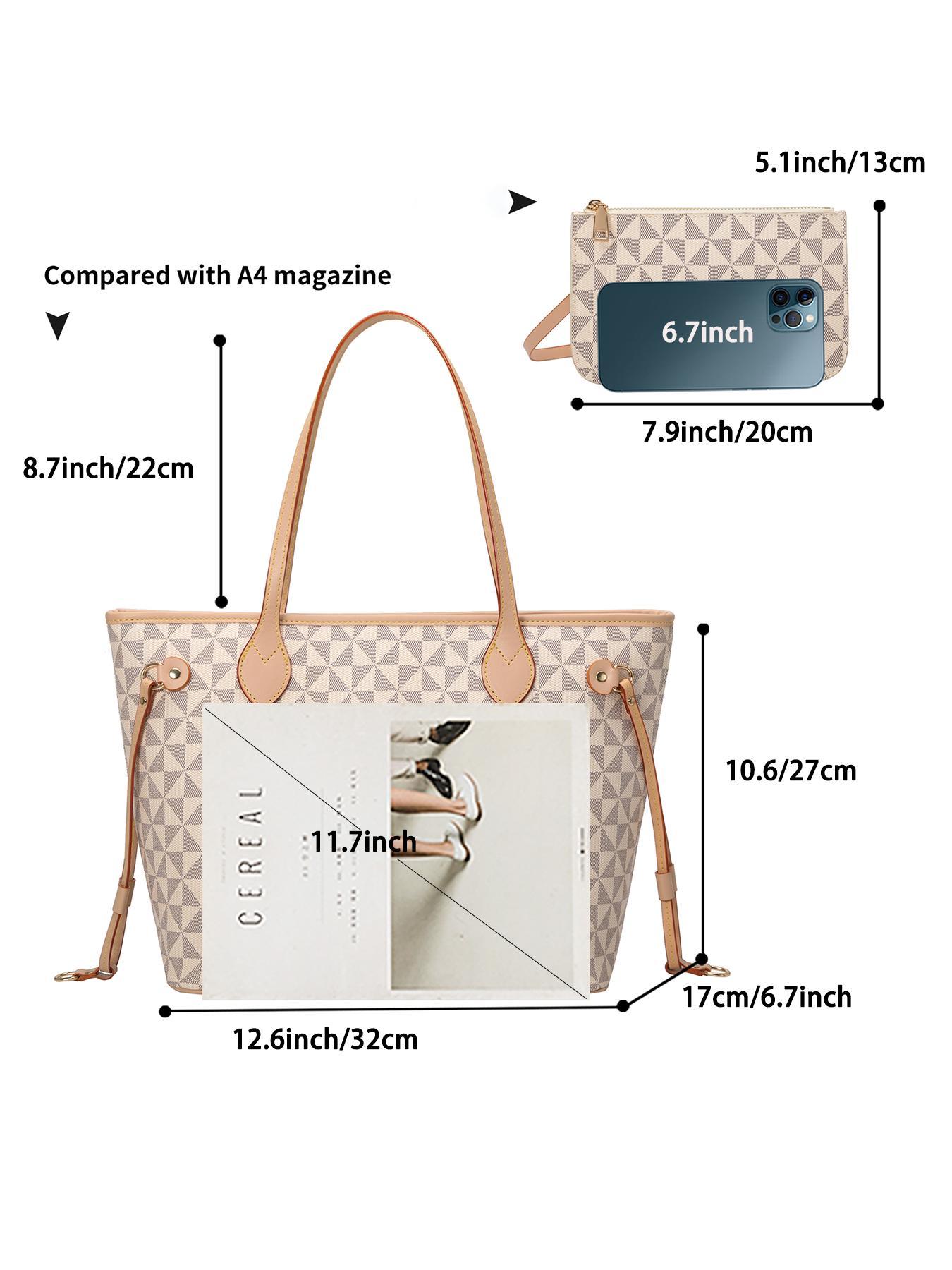 Fashionable Geometric Pattern Tote Bag & Wallet Set, Work Commuter Bags for Women, Large Capacity Shoulder Bag & Wallet, Casual Trendy Versatile High-quality Daily Commuting Unique Bags Set, Mother's Day Gift
