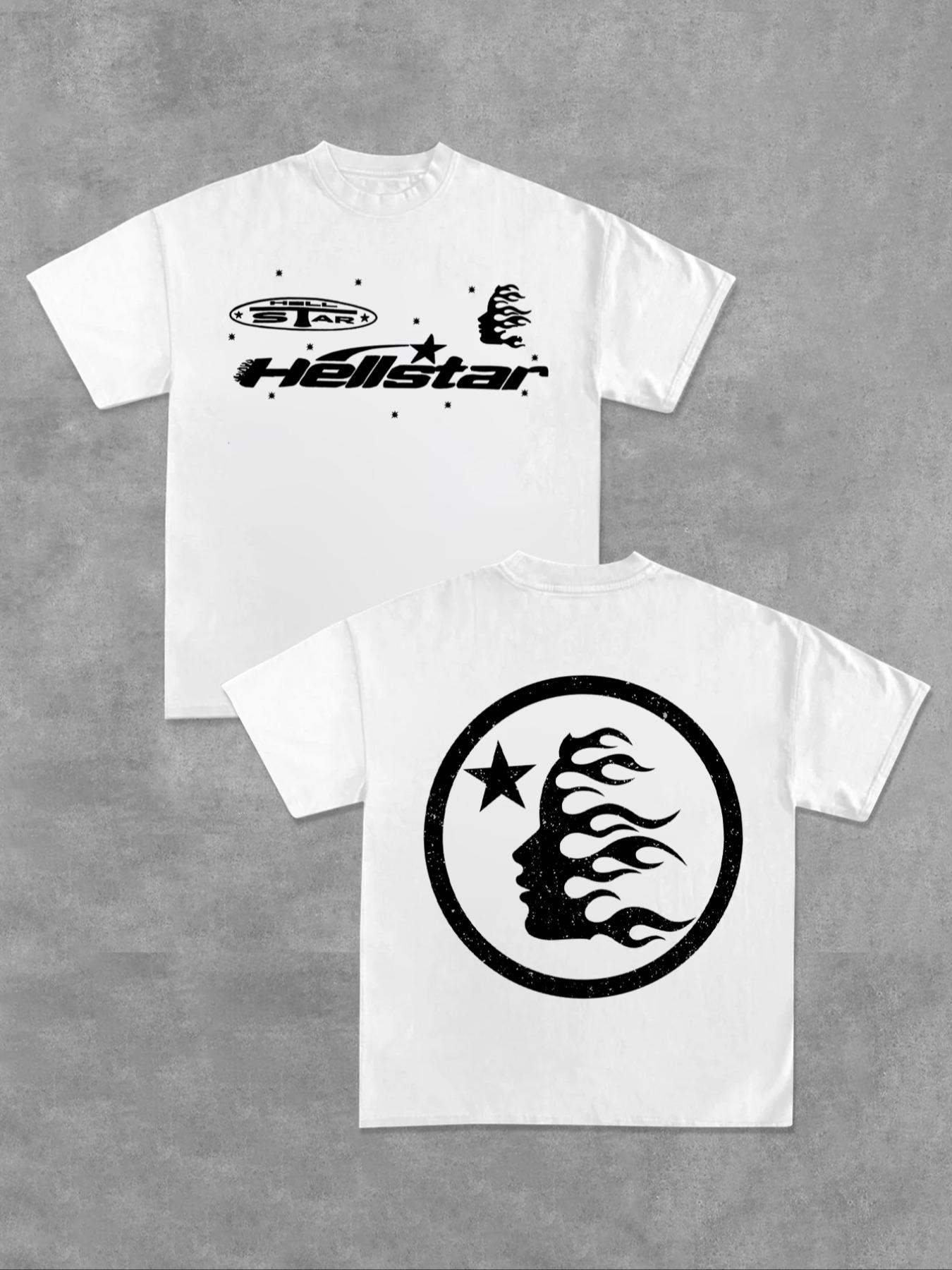 Men's Regular Fit Star & Moon Print Round Neck Tee, Casual Comfy Short Sleeve T-shirt for Daily Wear, Men's Top for All Seasons, Tropical, Casual Style Graphic, Casual Street Fashion