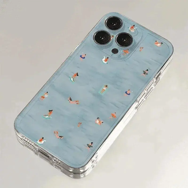Summer Swimming Pattern Phone Case For Samsung S26 S25 S24 S23 S22 S21 S20 FE Note20 Note10 Plus Ultra Lite Edge 5G Clear TPU