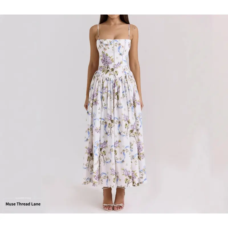 Sleeveless Camisole Dress for Lady with Pink Flower Decoration, Figure-Flattering for Casual Wear, Pink Flower Decoration Casual Dresses, Women's Clothes, Commute Wear, Ethereal Style, Elegant, Floral, Plus Size, Xl, M, Flowers, Floral Print