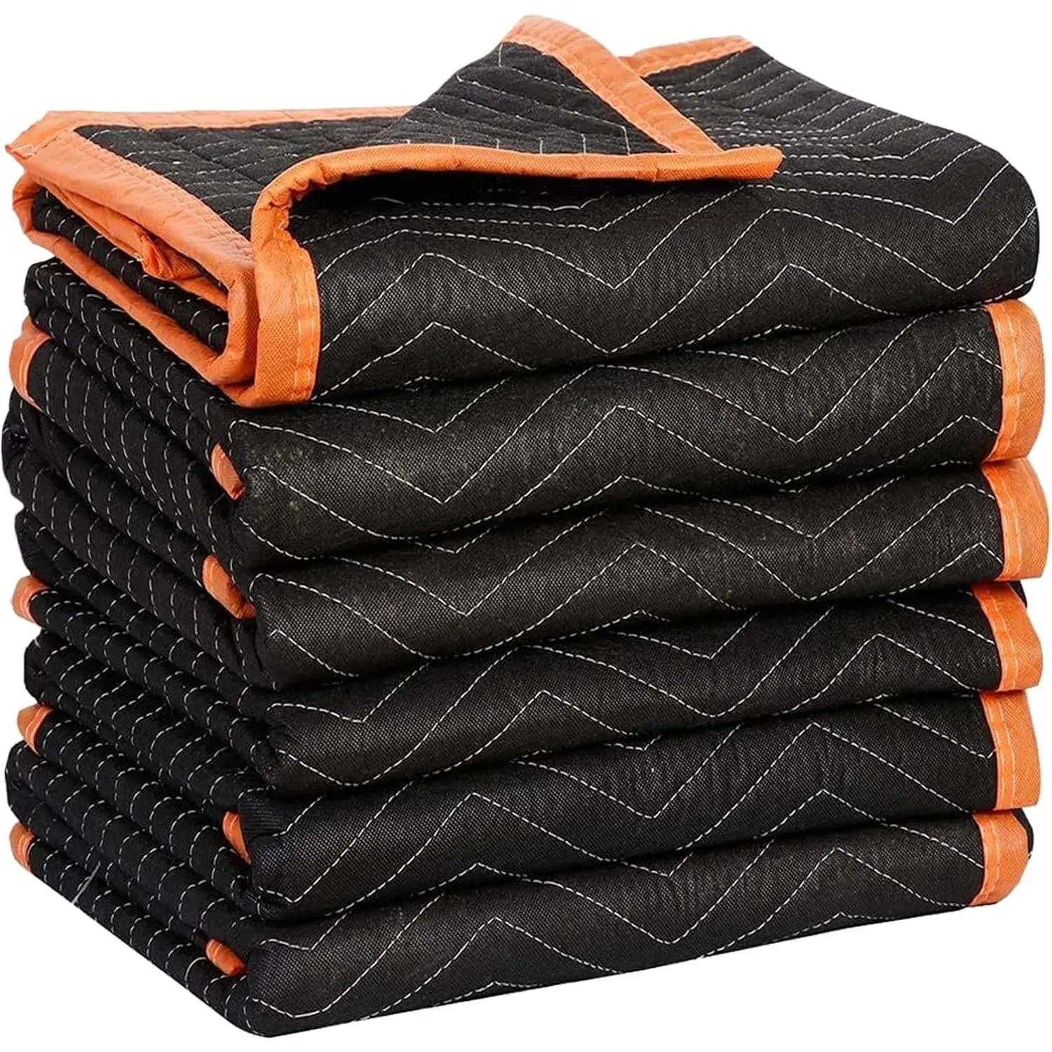 79522 Heavy Duty Padded Moving Blankets, Orange/Black, 72” x 80”, 6 Pack