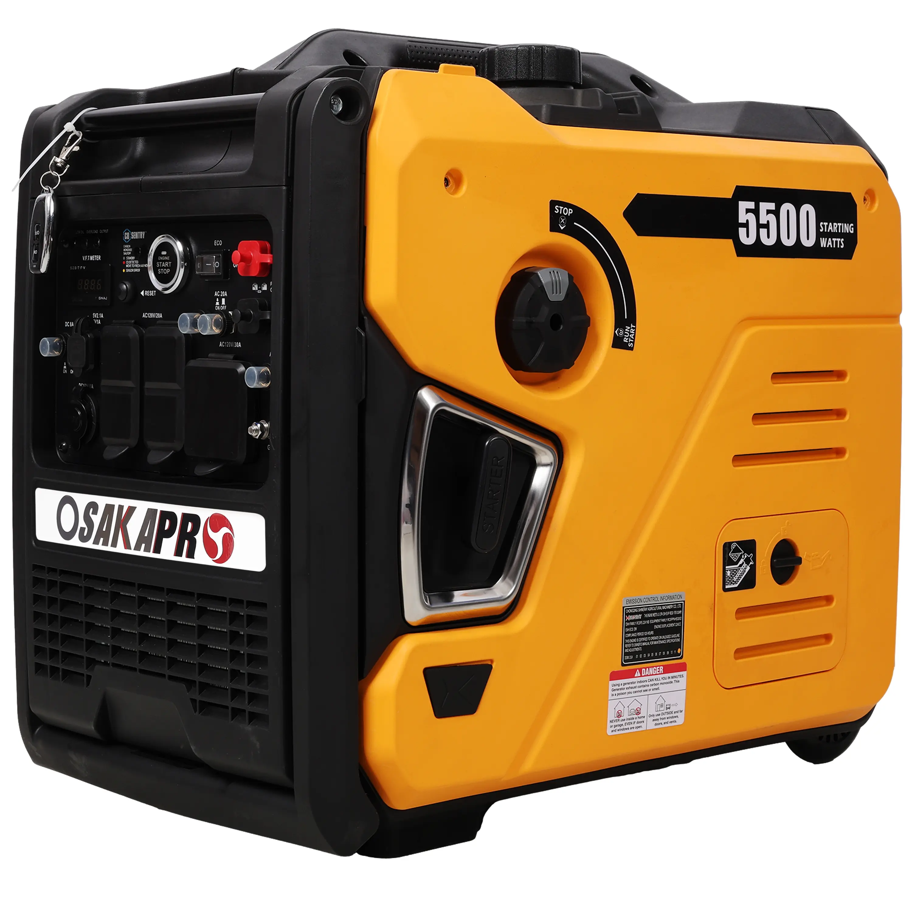 Nokaa Super Quiet Inverter Generator 5.5KW Portable Generator with Electric & Remote Start, Foldable Handle with Wheels, 224cc 4-Stroke EPA Compliant for Camping, RV, Tailgating, Home Backup Emergency Power