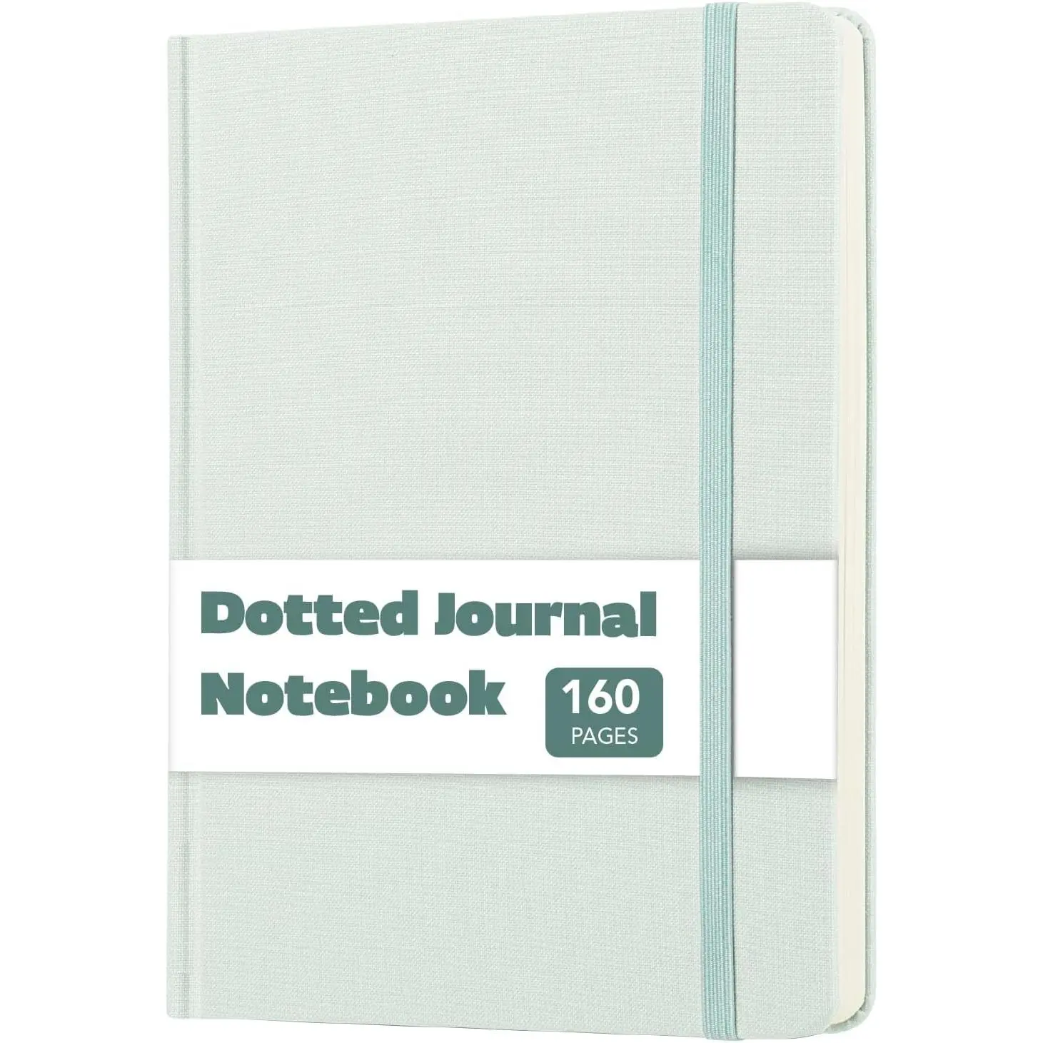 Dotted Grid Journal Notebook, A5 Size (5.7"x8.4") Fabric Cover with Elastic Band, 160 Pages (80 Sheets), 100 GSM Thick Paper Hardcover, Office Stationery for Planning
