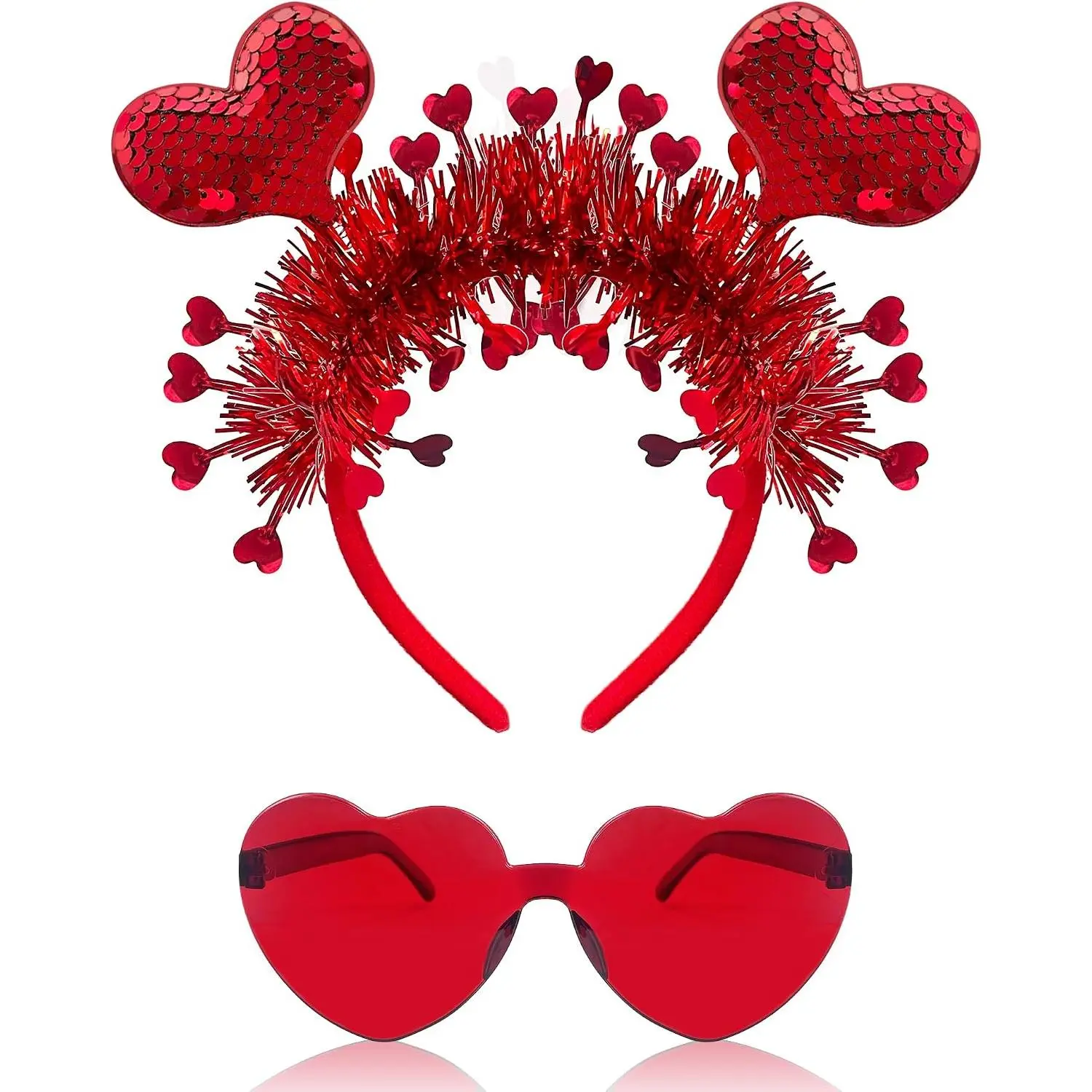 Heart Headband Valentines Day Headband with  Shape Sunglasses Valentine Accessories for Valentine Wedding Anniversary Party Favors