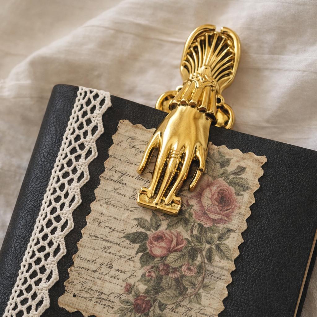 Hand Clip Vintage Journal Charm Paper Notebook Metal Holder Retro Binder Bookmark Clamp Victorian Book Office Organizer