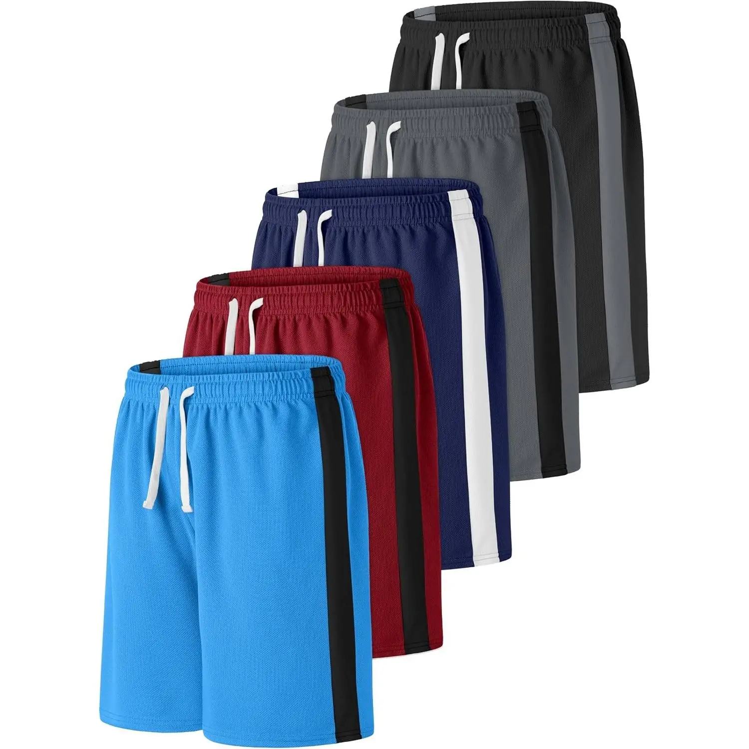 5 Pack Boys Shorts Boys Basketball Athletic Shorts Kids Active Gym Soccer Sports Shorts Mesh Quick Dry Elastic Waist