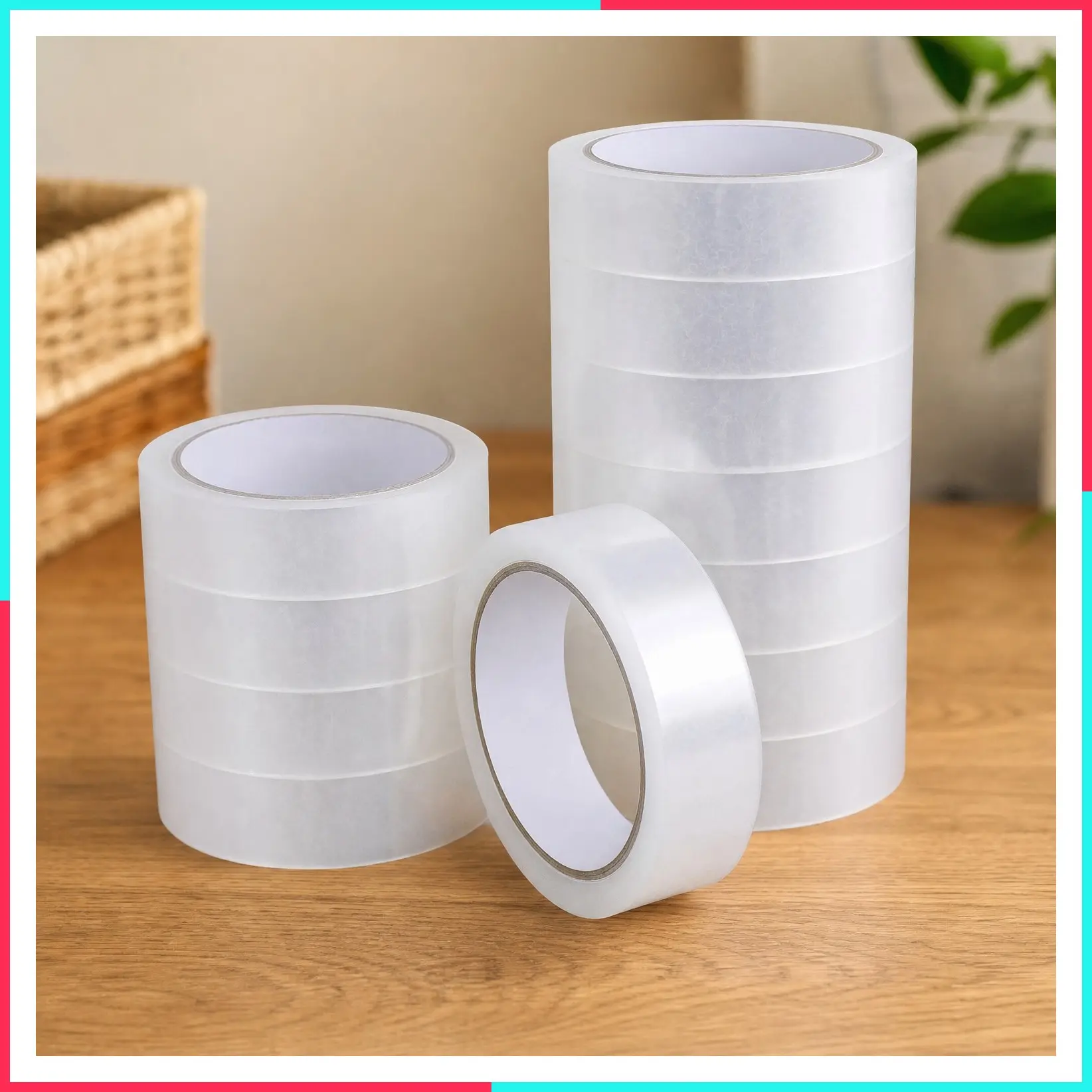 Clear Tape, 1 Inch x 164 Ft, Transparent Tape Refills, 3" Core Big Roll Stationery Tape, Strong Gift Wrap Tape for Home, Office, 12 Rolls Fit 3 Inch Desktop Dispenser