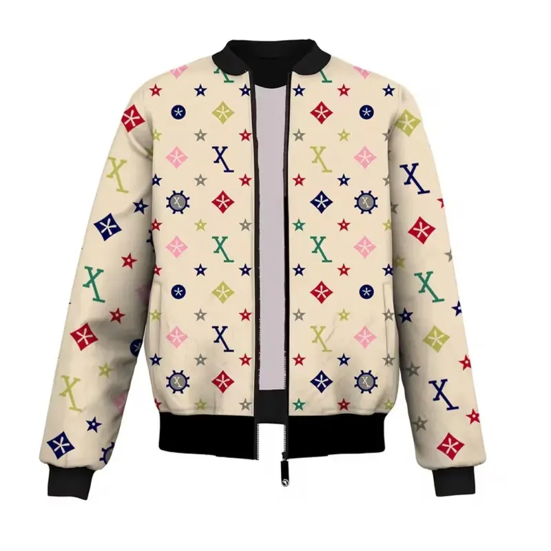 Lightweight Casual Letter Star Print Jacket, Soft Shell Zipper Closure Streetwear, Perfect for Spring & Fall, Unlined Outerwear, Long Sleeve Outerwear