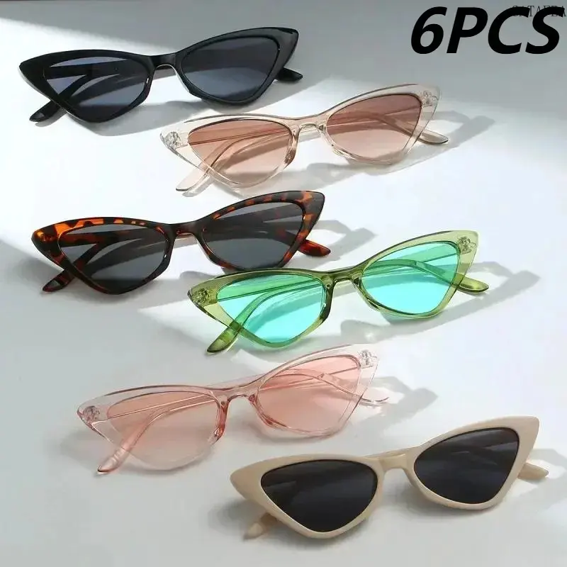Unisex Retro Triangle Sunglasses Set - 6Pcs Ultra-Light Small Trendy Frames, Anti-UV UV400 Lenses, Candy Color Casual Shades for Outdoor & Daily Sports Use