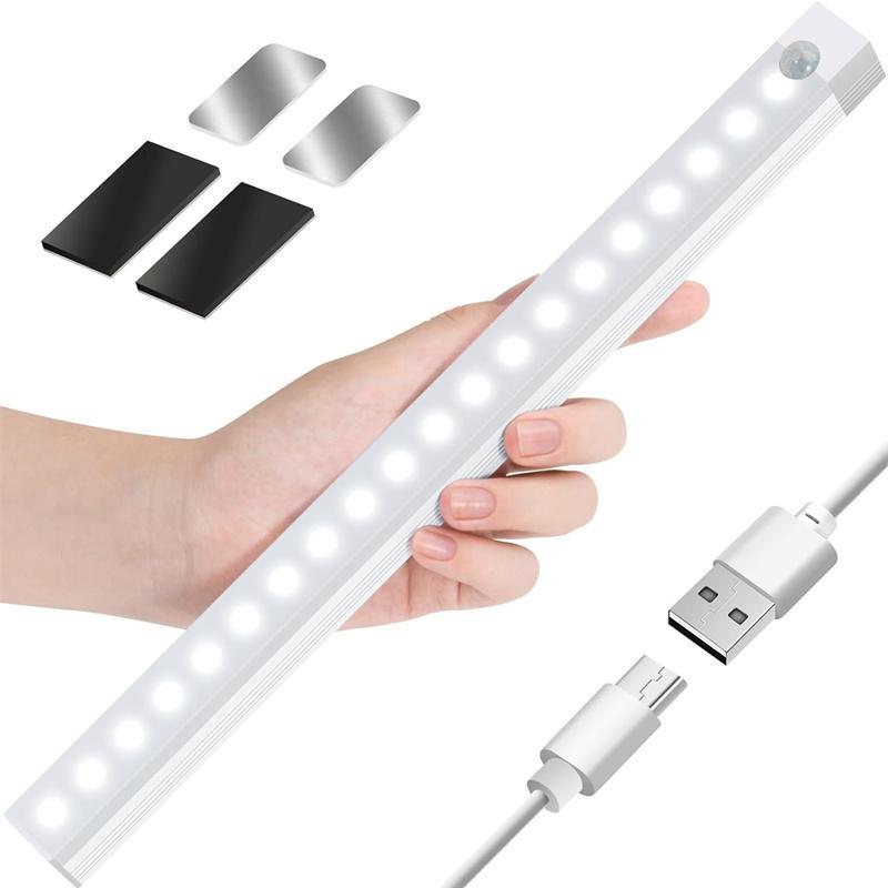 USB Rechargeable Under Cabinet Light, Motion-Sensor LED Light, Ultra-thin Wireless LED Light Bar for Kitchen Cabinet, Stairway, Hallway, Wardrobe