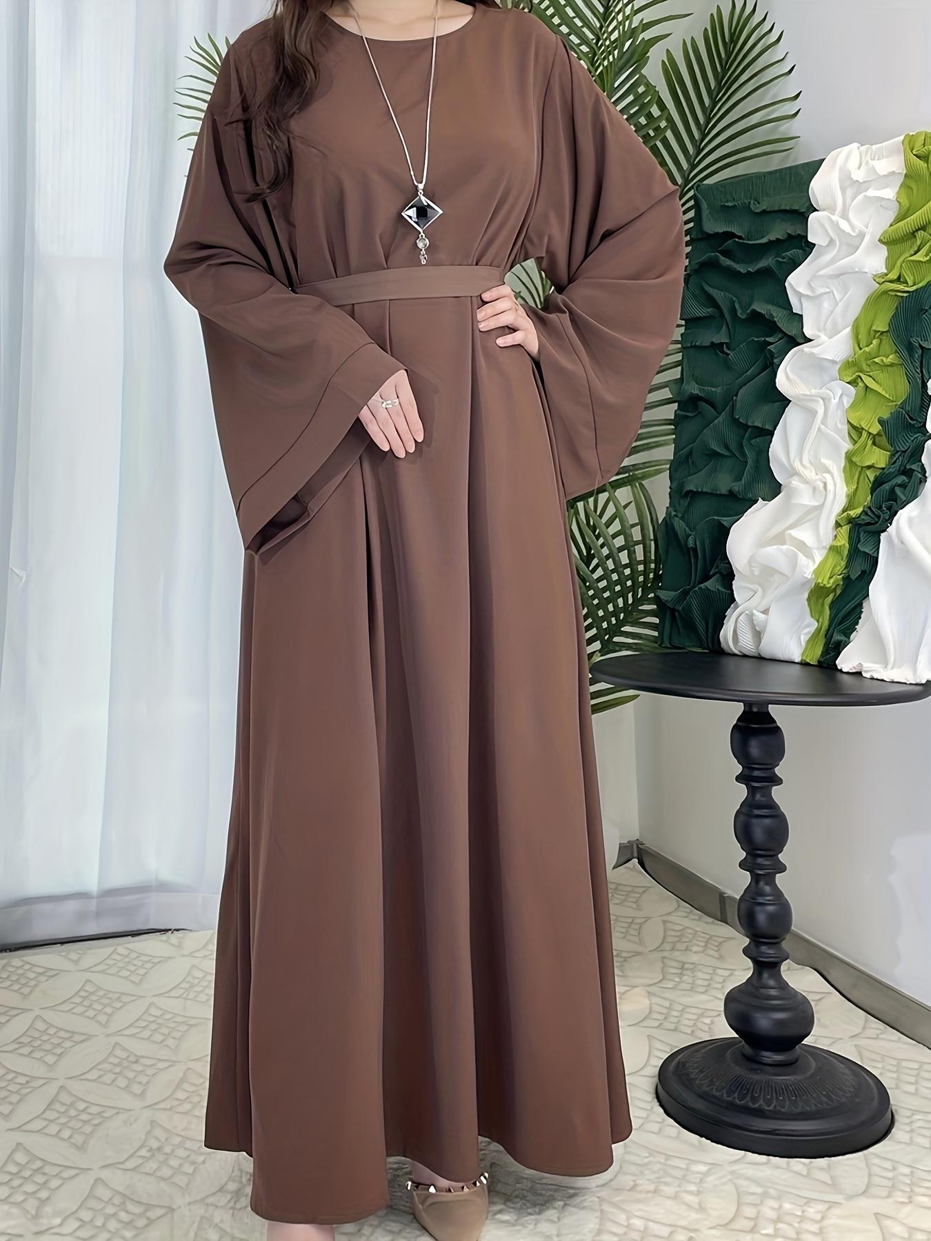 [Middle Eastern Loose Fit Dress] Elegant Green Arabic Women's Muslim Robe |   Middle Eastern Flared Sleeve Long Dress |   Loose Fit All-Season Versatile Home Festival Traditional Attire