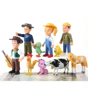 10pcs/Set Cute Happy Farm Action Figures - La Granja De Zenon Red Barn Barnyard PVC Dolls, Kids' Animal Toys, Novelty Gag Gifts