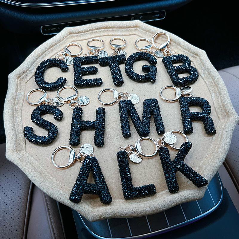 Creative Rhinestone Car Keychain, Aesthetic Bag Pendant Bag Charm, Fashionable Letter Key Ring, Elegant Bag Charm Accessory, Perfect Holiday Accessory for Men & Women Creative Rhinestone Car Keychain, Aesthetic Bag Pendant Bag Charm, Fashionable Letter Key Ring, Elegant Bag Charm Accessory, Perfect Holiday Accessory for Men & Women