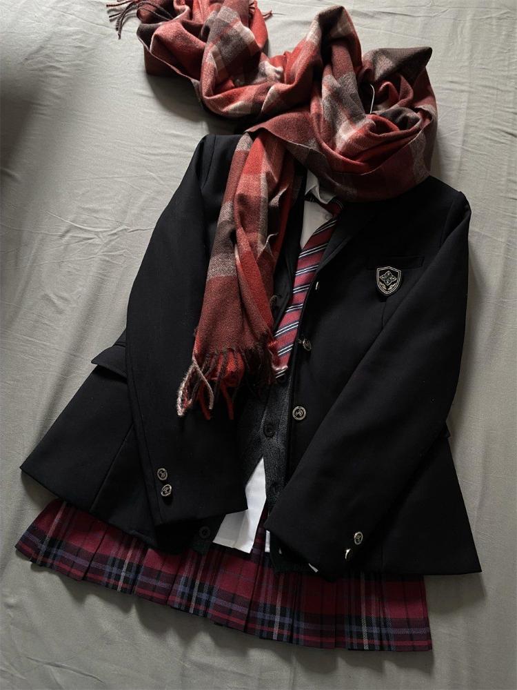 Spring Japanese Preppy Style Vintage 3 Piece Set Women JK Sweet Elegant Skirt Suit Female Necktie Korean Style Chic Outfits 2025