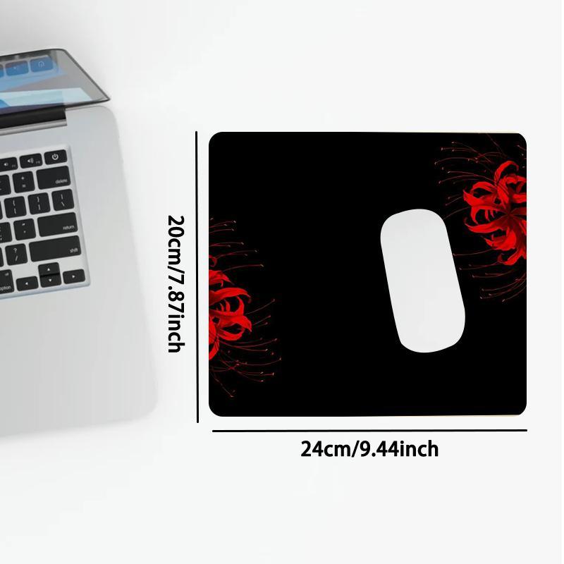 Flower Pattern Mouse Pad, 1 Count Rectangle Gaming Mouse Pad, Non-Slip Rubber Base Stitched Edge Desk Pad for Laptop Desktop, Gaming Desk Accessory