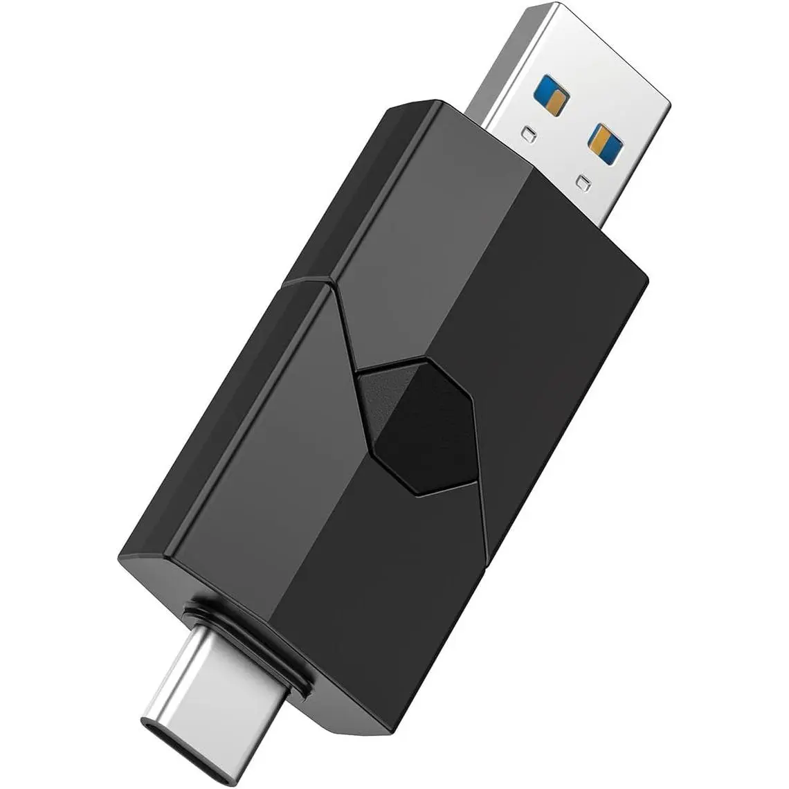 64GB  USB 3.0 Type C Flash Drive USB C+A Thumb Drive, Black | 2 in 1 Retractable OTG USB Stick, Compatible with  15/16/17, Android Phone, Tablets and PC, Portable for Data Storage