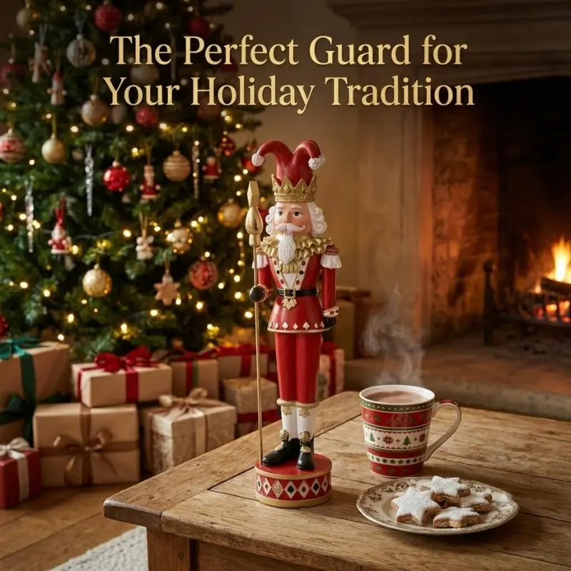 Upulipuli 16.7-Inch Christmas Nutcracker Ornament, Traditional Clown Design, Holiday Table Centerpiece, Fireplace Decor, Party Gift