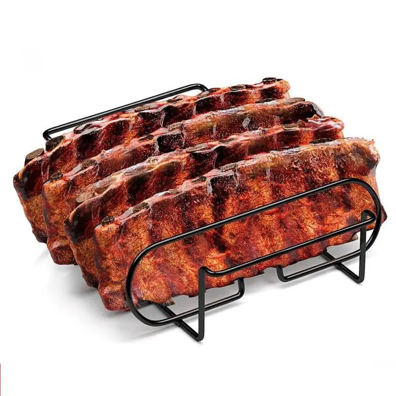 1PC BBQ Steak Rack Stainless Steel | Barbecue Accessories | Classic Outdoor Grill Style | Stable Hold, Smoky Flavor | For Camping, Backyard & BBQ Parties