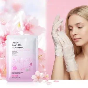 Sakura Moisturizing Hand Mask 40g per Pair ， Cherry Blossom Nourishing Gloves for Soft Smooth Skin ， Deep Hydration & Brightening ， Travel Portable for Outdoor On-The-Go ， Single Use