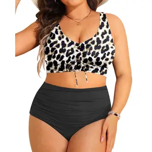 Aqua Eve Women's Plus Size High-Waisted Two-Piece Bikini, Tummy Control Swimwear for Sports & Outdoor Activities DealsForYouDays