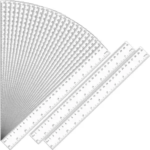 32 Pack Bulk 12 Inch Clear Rulers with Centimeters & Millimeters, Metric Measuring Drawing Tool for Kids, Ideal for Back to School Office Home Supplies