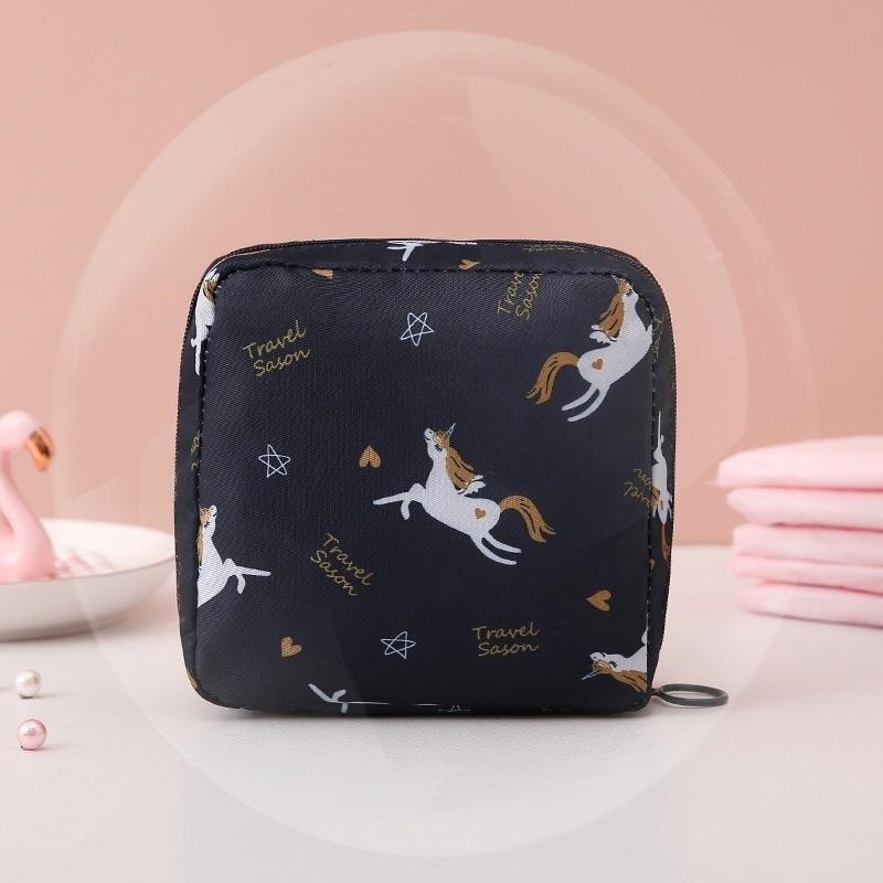 Cartoon Pattern Sanitary Napkin Storage Bag, 1 Count Portable Menstrual Pad Storage Bag, Small Zipper Space-Saving Pouch, Space Saving Bags for Outdoor Travel and Home Organizer Supplies #GLOBAL PICKS