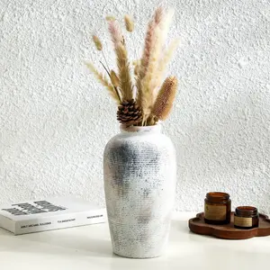 Decorative Ceramic Rustic Vase, Minimalist Tall Flower Vase, 11 Inch Large Vintage Vase, Home Decor, Centerpiece, Living Room, Entertainment