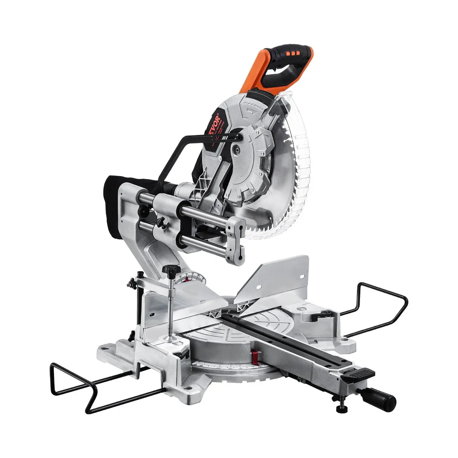 VEVOR 12-Inch Corded Sliding Compound Miter Saw, 15 A Motor, 60-Tooth Blade, Double Bevel, LED Precision Alignment, Angle Adjustable, for Wood, Composite Decking, Laminates