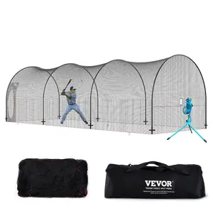 VEVOR Baseball Batting Cage, 40.0x 12.1x 10.0 FT Freestanding Portable Batting Cage, Hitting Cages with 4 - Ply Knotless Polyester Pitching Machine Opening, Battings Cages Netting for Indoor Outdoor