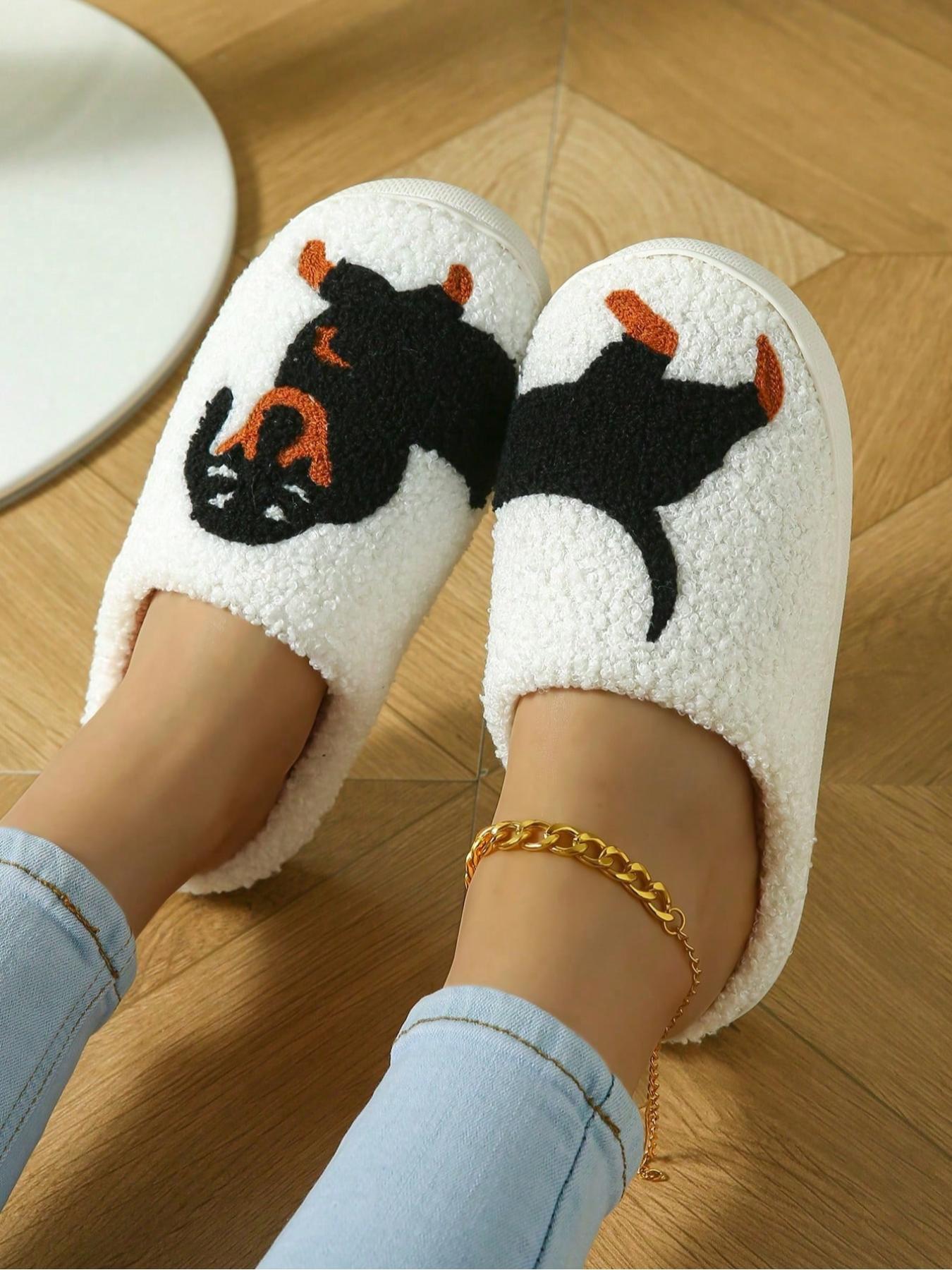 Women's Teddy Bear Dog Slippers, Fall & Winter Warm Cotton Slippers, Non-Slip Rubber Sole, Casual Indoor Footwear, Fashionable Design