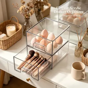 2-Piece Stackable Bottle Organizer Set, BPA-Free Space-Saving Storage, Ideal for Baby Bottles, Cosmetics, Bathroom, Food Storage, Perfect Gift，#MustHaveMomGadget, #HomeEssentials, #MakeupBrushOrganization，#SpaceSaving ，#BathroomOrganization