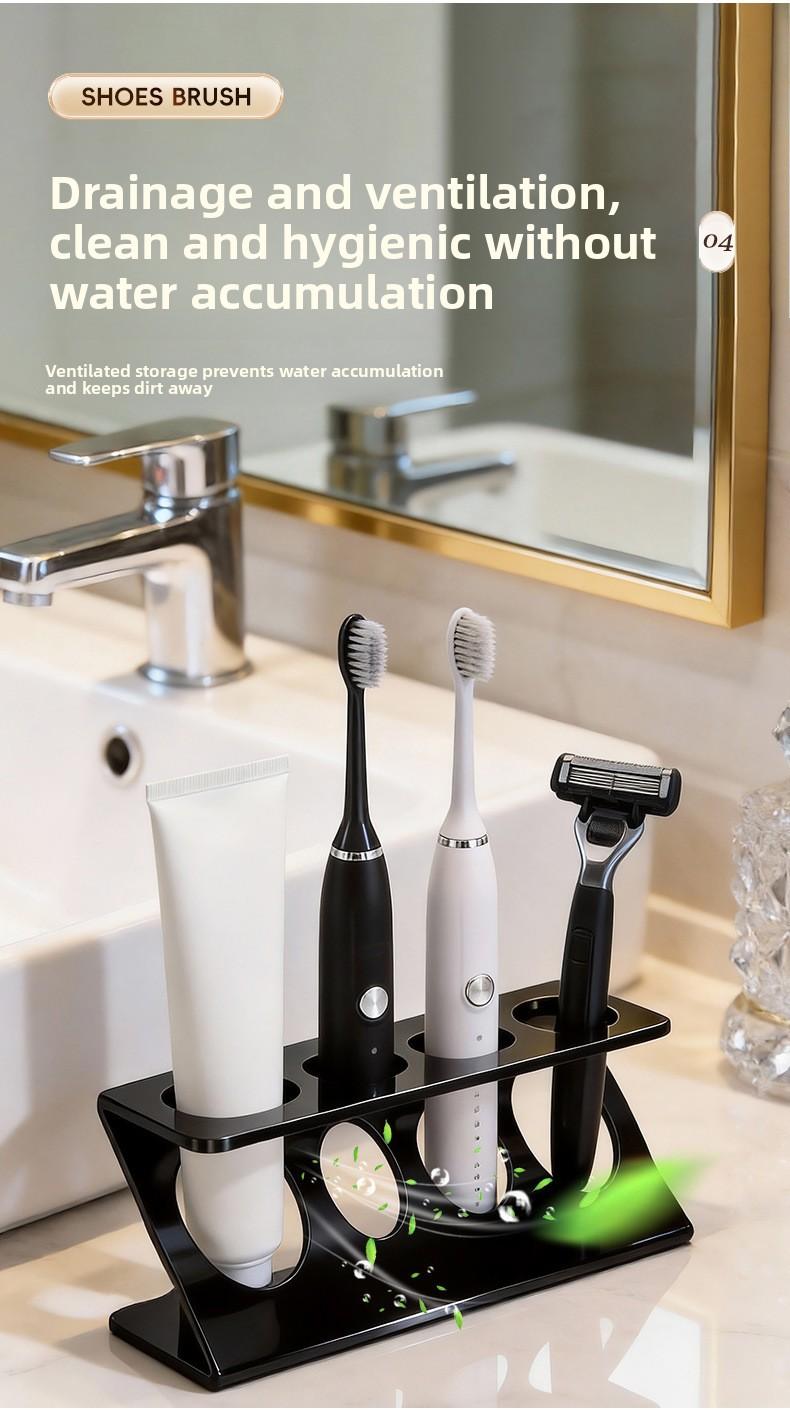 4-Slot Electric Toothbrush Holder, Modern Bathroom Countertop Organizer, Toothpaste Stand Storage Rack