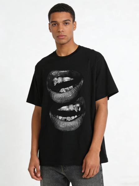 Graphic Design Men's T-Shirt Lips And Teeth Art Print Summer Casual Wear For Him