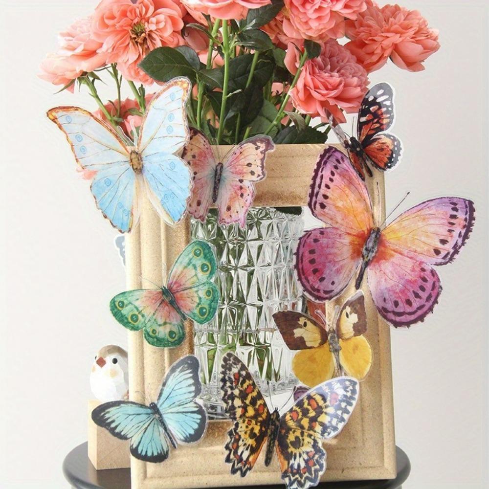 Plastic Butterfly Decorations, 36pcs/set 3D Watercolor Butterfly Decoration, Party Decoration Supplies for Wedding, Birthday, Festival