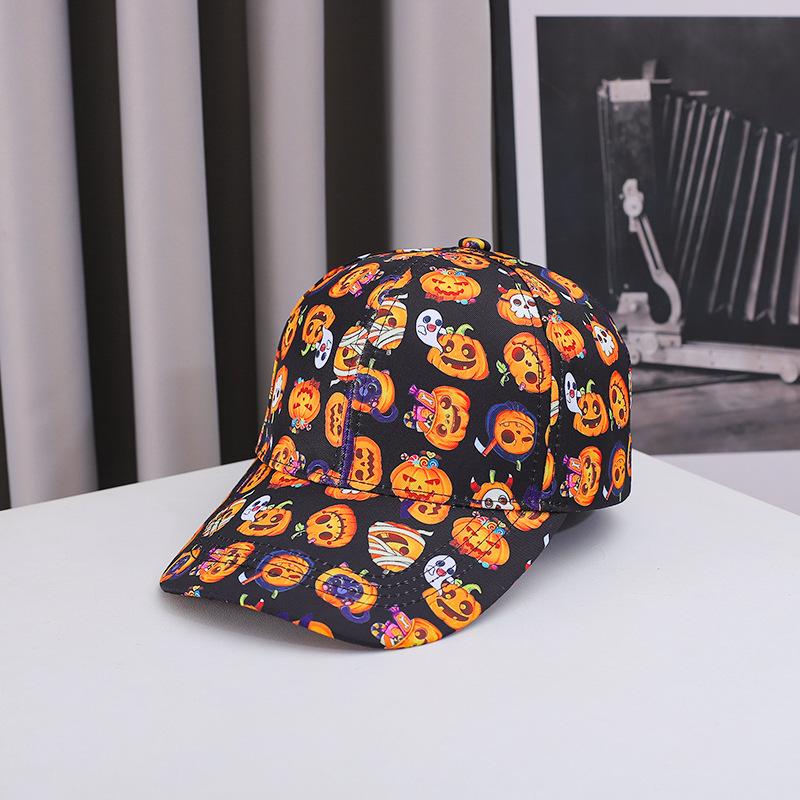 New cross-border Halloween baseball cap, outdoor casual sun hat for women, fashionable and versatile, popular printed duckbill cap