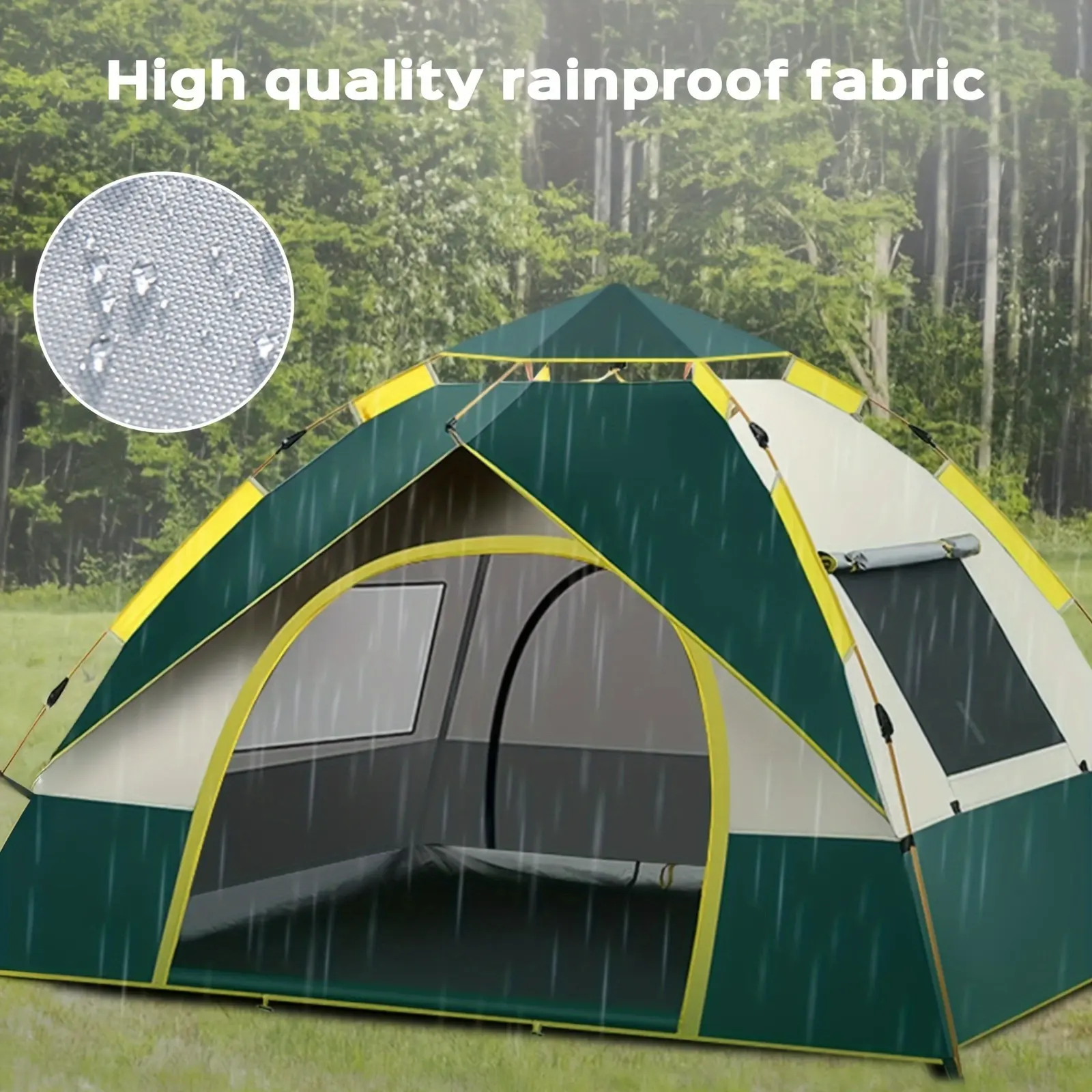 SKYNEST Automatic Instant Setup Camping Tent, 1-3/3-4 Person All-Season Tent with Dual Doors & Mesh Windows, Windproof Lightweight Green/Beige Tent for Camping, Hiking, Hunting, Travel, Outdoor Shelter, Campers Accessories, Camping Tent, Gift