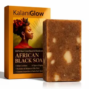 Raw African Moroccan Black Soap Bar, Hydrates Dry Skin for All Skin Types, Evens Skin Tone, Suitable for Face & Body Wash