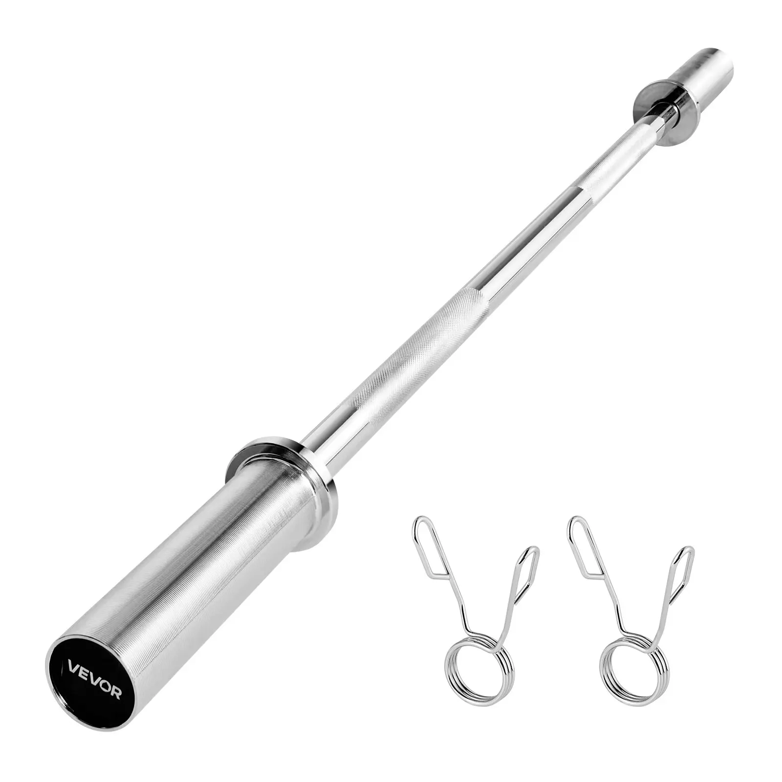 VEVOR 4FT Chrome-Plated Barbell Bar, 2-Inch Barbells Fit Weight Plates, 16.4 Lbs / 7.44 Kg Ergonomic Knurled Grip, 360° Rotating Sleeves, 500 lbs Capacity for Strength Training, Weightlifting