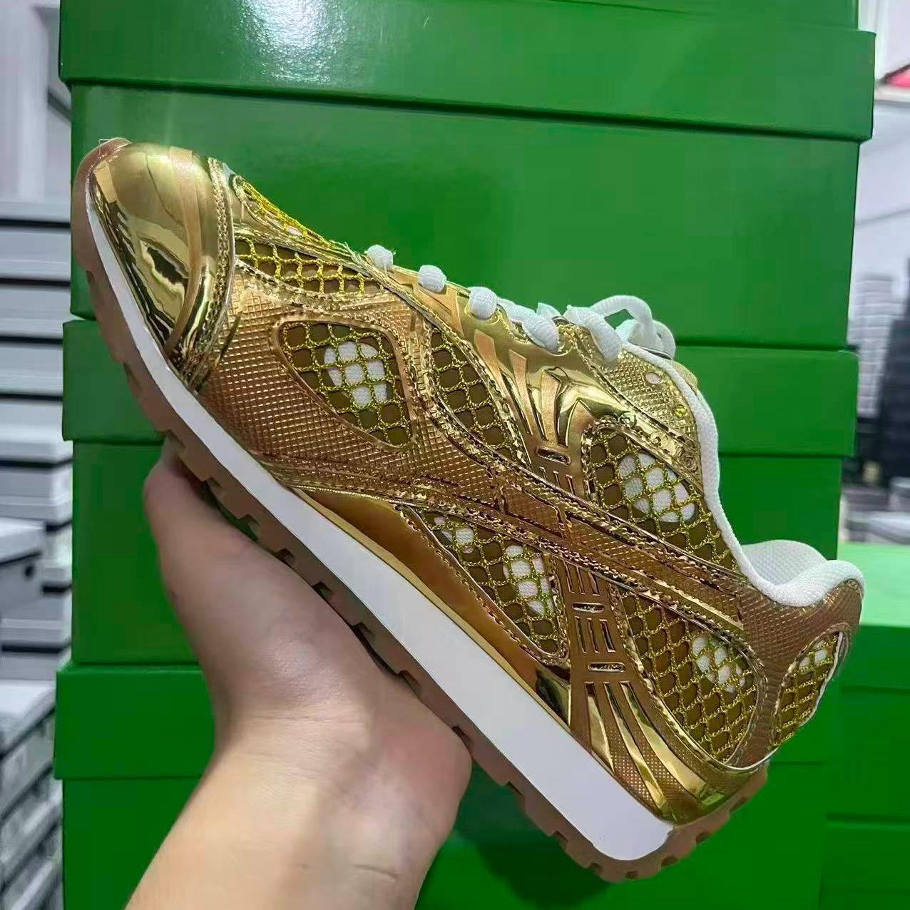 Metallic Red & Purple Retro Sneakers, Breathable Mesh Reflective Running Shoes, Trendy Chunky Casual Footwear