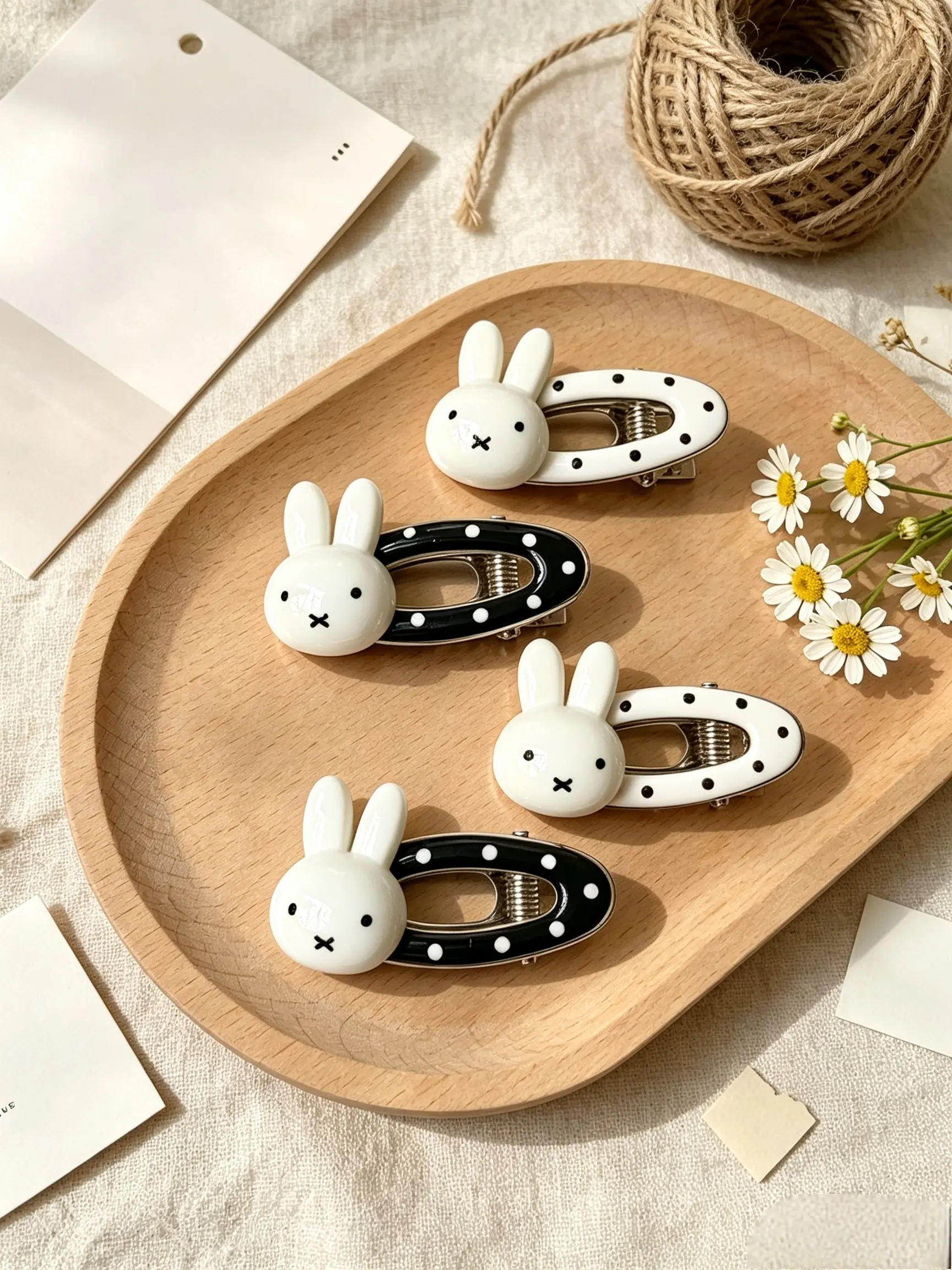 Polka Dot Miffy Die Cut Bangs Clip, Cute Animal Pattern Hair Accessory, All Seasons Use, No Ca Prop, Stylish Hair Clip for Kids, Hairclips