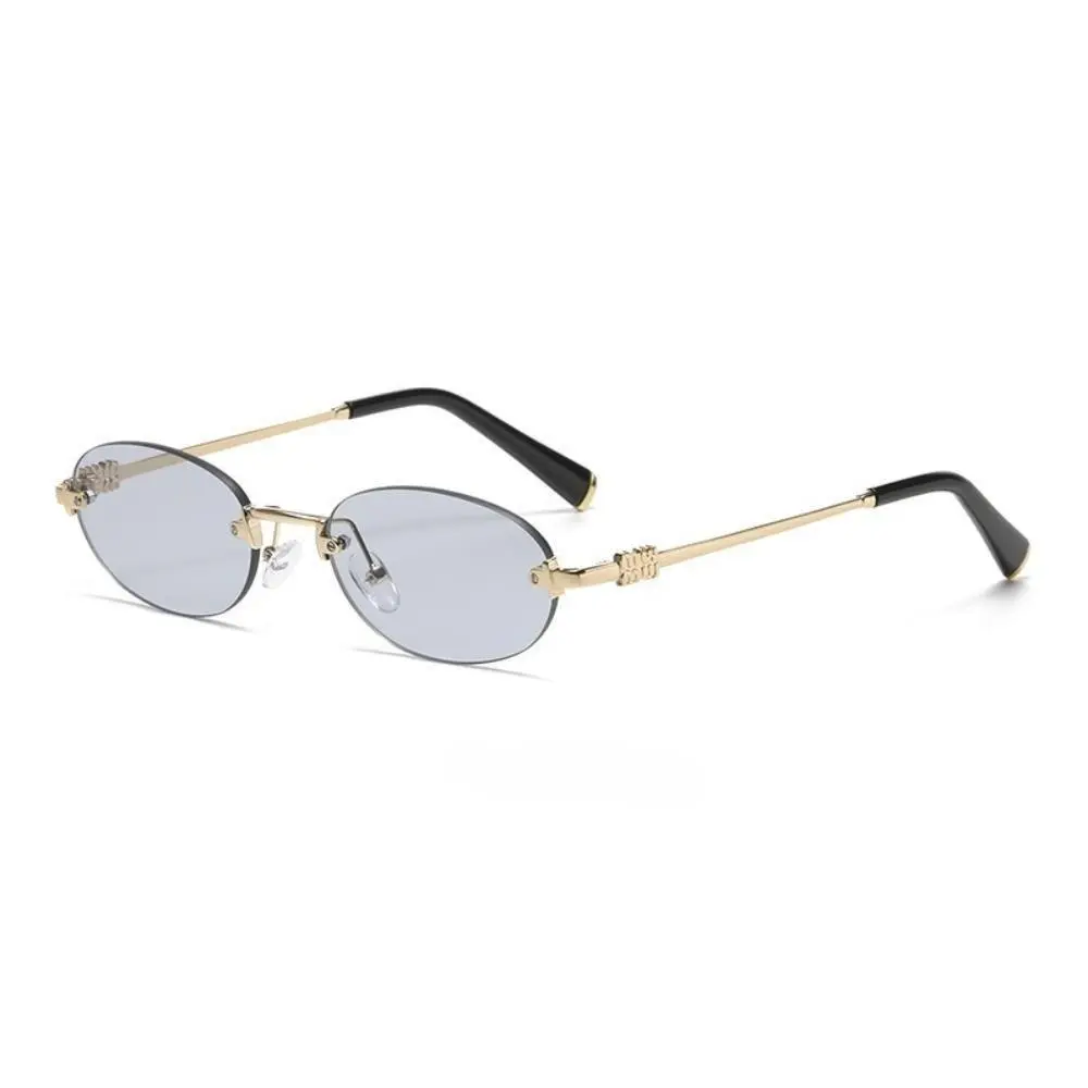 Oval Rimless Sunglasses - Unisex Classic Retro Shades, Minimalist Premium Frame with Sleek Minimalist Silhouette, Lightweight Trendy Eyewear for Trendy Street Looks, Ideal Gift Choice, Fashionable Sunglasses, Lightweight Design Eyewear