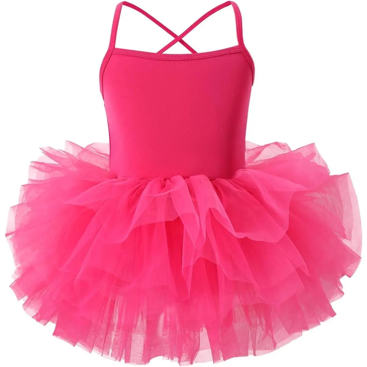Toddler Girls' Ballet Look Skirted Leotard Tutu Dress Dance Set - Crisscross Back Straps, Camisole Neckline, for Ballet Class, Recitals, Stage Performing