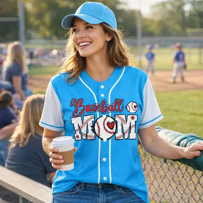 Baseball Mom Jersey,Baseball Mom Color Block Baseball Jersey, Distressed Heart Baseball Graphic Contrast White Sleeve Button Up Short Sleeve Shirt, Game Day Athletic Top For Sports Moms # TikTokMadeMeBuyIt #   TikTokShop # BaseballMomShirt # GameDayOutfit