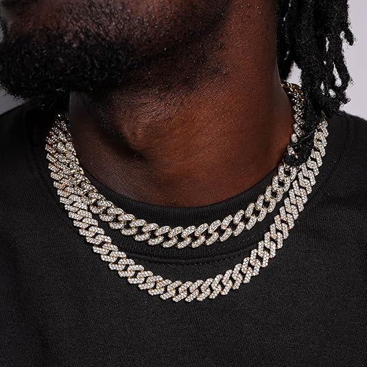 Chicago Necklace Silver Plated STAY HUMBLE HUSTLE HARD Pendant & 14mm 20" Iced out Cubic Zirconia Zig Zag Cuban Bling Chain Hip Hop Necklace