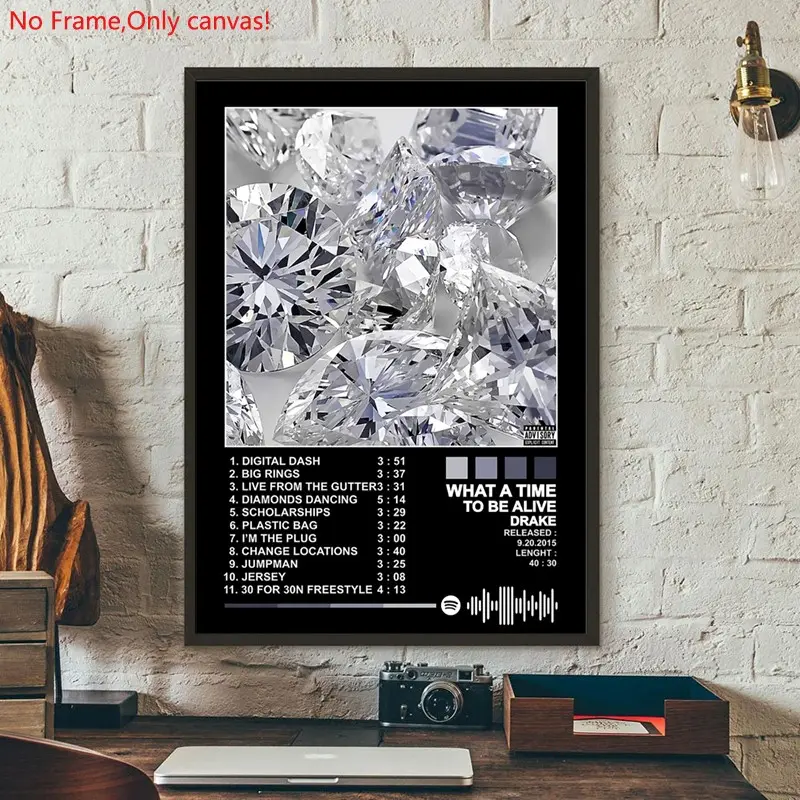 1 piece/set frameless canvas painting print poster, Classic Character Album art，Drake - What a Time to Be Alive，a perfect gift for Music loves, ideal gift for bedroom, living room, dorm hallway, kitchen, mural, wall decoration, room decor